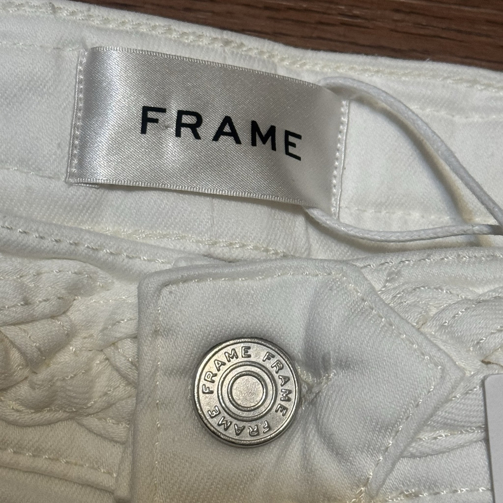 NWT FRAME Braided Wide Leg Jeans Women's Sz:32 White Waist High Rise - Picture 10 of 16